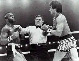 "Brake it up!" Ref says as Rocky battles with Clubber Lang.